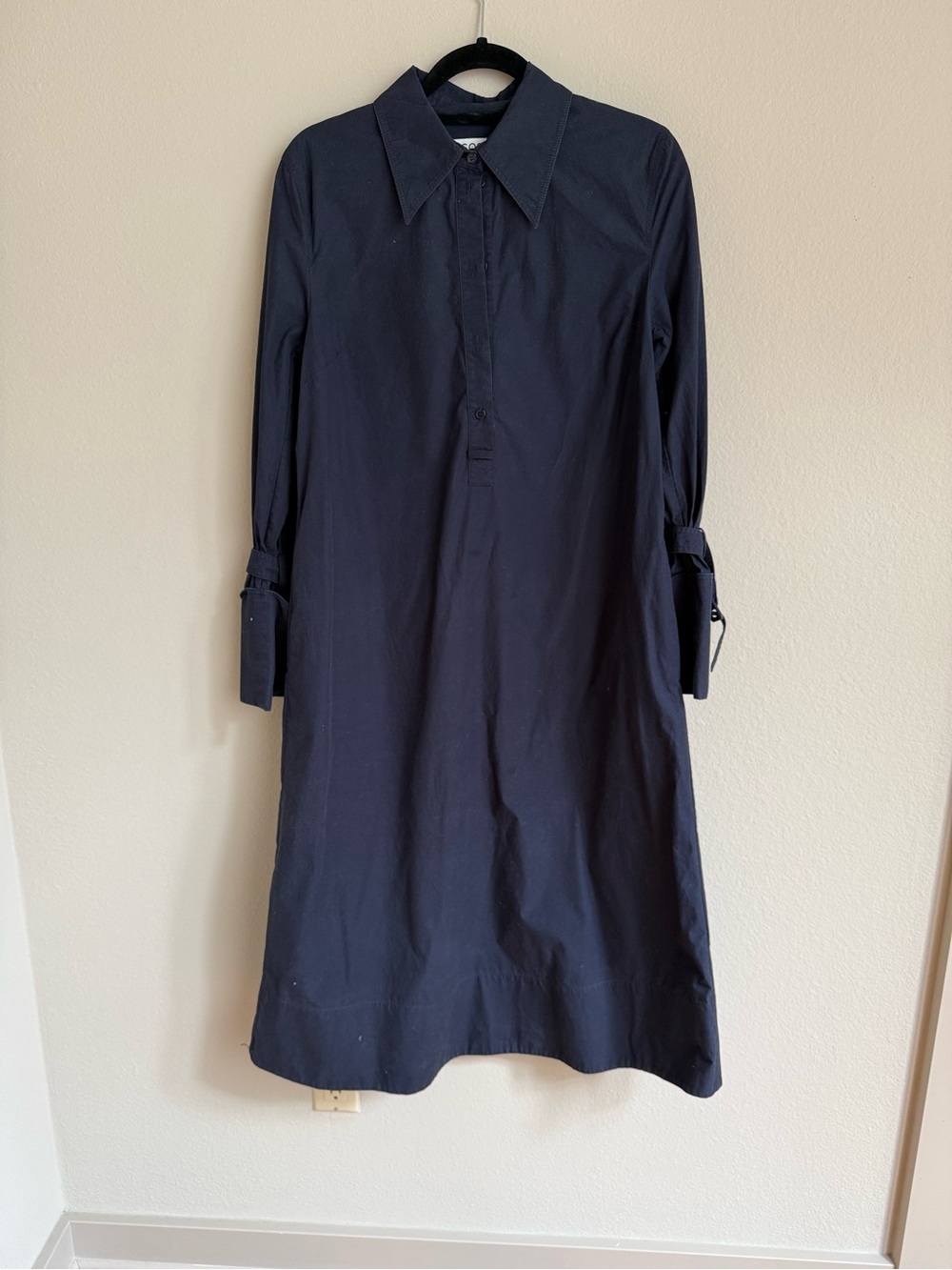 COS Black Long-Sleeve Midi Shirt Dress